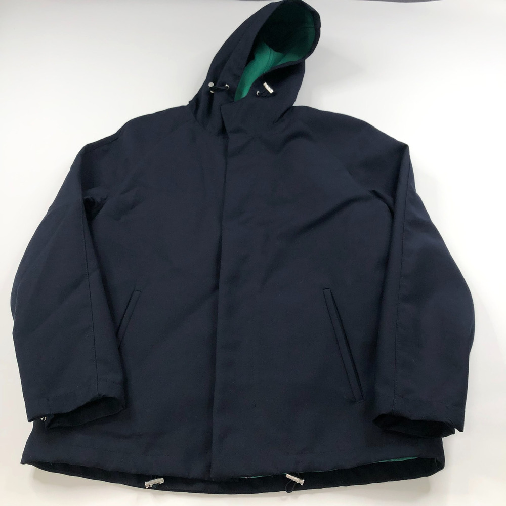 Zara Medium Full Zip Button Shell Quilted Hooded Jacket Blue Green